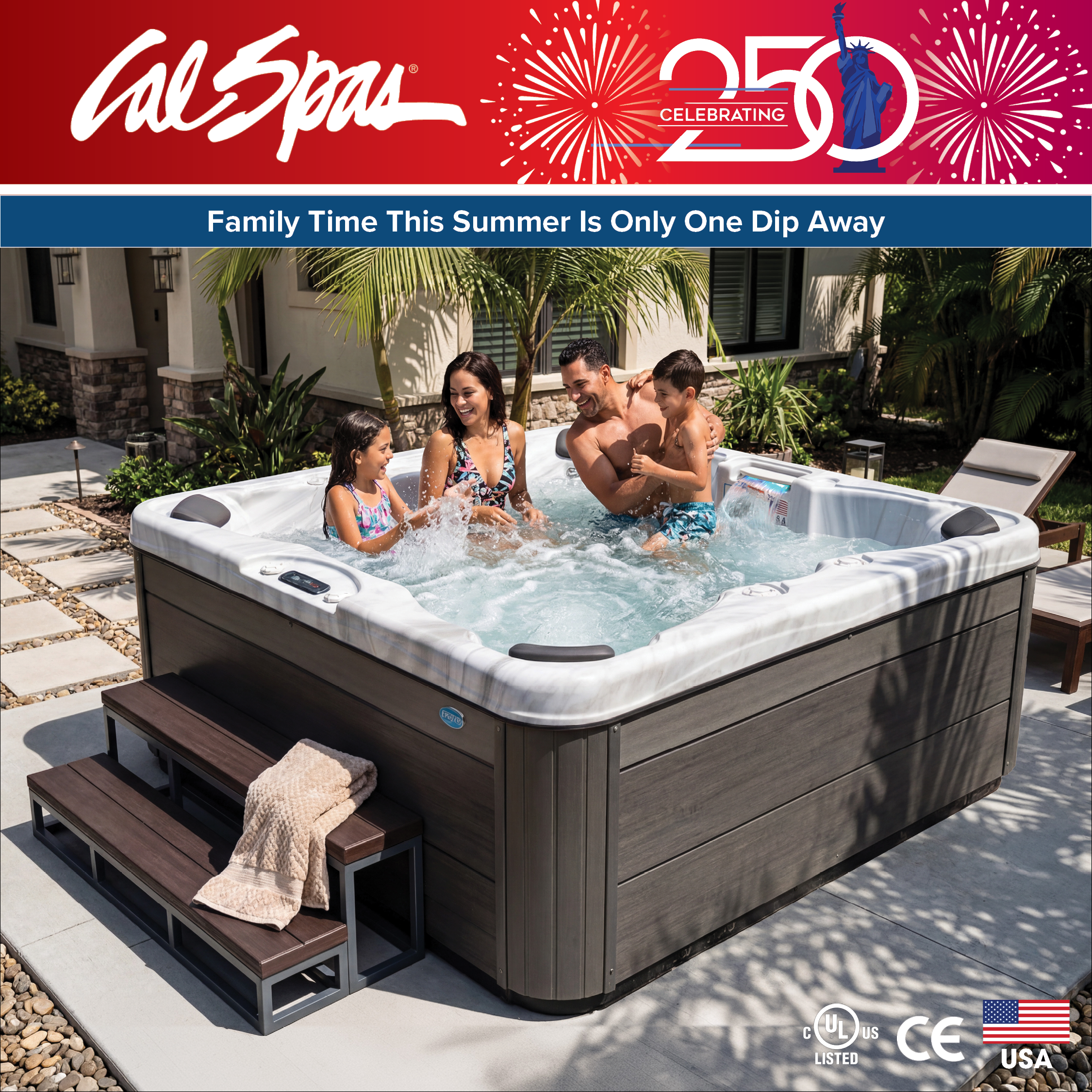 Calspas hot tub being used in a family setting - Gainesville